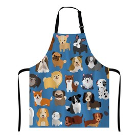 Wasach Animal Dogs Apron,Cute Dogs Apron,Adjustable Neck Bib Apron for Men Women,Suitable for Kitchen Cooking Waitress Chef Apron