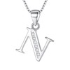 Clearine 925 Sterling Silver Initial Necklace CZ 26 Letters N Alphabet Charm Pendant Jewellery Gifts for Women Mom Girlfriend Girls Teen Anniversary Birthday Mothers Day Christmas Valentines