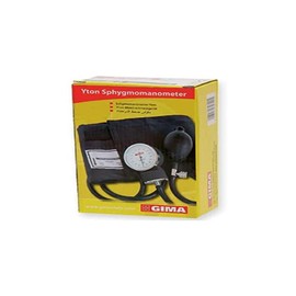 Gima - Herkömmliches YTON aneroides Blutdruckmessgerät, Klettverschlussmanschette, Manuelle Verstellung, Gummball mit verchromtem Ventil