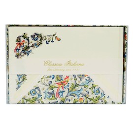 Rossi - Set of 10 Design Letter Cards with Letter Box "Florentine Birds" from Italy 10 Sheets of Writing Paper & DIN B6 Letter Envelope (Flower Pattern) Elegant Letter Envelopes and Writing Paper (with Gold Embossing)