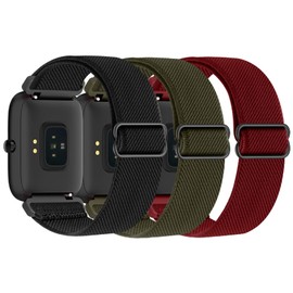 Folavii 3 Pack Stretchy Nylon Band Compatible with Wyze Watch 47mm 44mm, 22mm Soft Elastic Strap Adjustable Sports Replacement Wristbands for Wyze Watch 44 47mm for Women Men