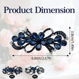 2PCS Blue Vintage Flower Jewelry Barrette Elegant Retro Charm Rhinestone Flower Hair Barrettes for Women and Girls French Style Hair Clips Rhinestone Hair Accessories for Daily Wear