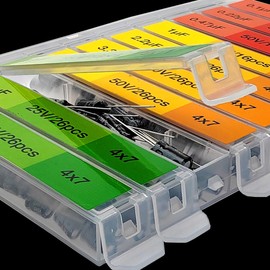 EEEEE 0.1uF－2200uF capacitors 20 Value 304pcs Individual Box Lid Electrolytic Capacitor Assortment kit for Industrial Electrical and arduino (304pcs 20values 10-50v)