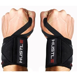 Hustle Athletics Wrist Wraps for Weightlifting - 18" & 12" Premium Wrist Support Weight Lifting Wraps to Lift Heavier & Train Harder - Heavy Duty Powerlifting & Bench Press Gym Straps for Men & Women