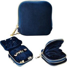 shunmei Estuche de joyería de viaje, bolsa organizadora de joyería portátil con terciopelo suave, de 13 bolsillos para collares, pulseras, aretes y anillos, mini bolsa de joyería con doble cierre de