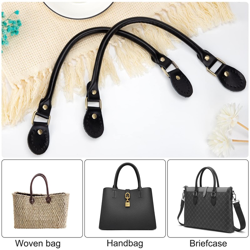 Jeesblsy Leather Handbag Handles, Bag Handle, Leather Replacement Bag Hanger,