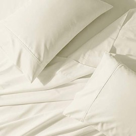 Royal Tradition Solid 650-Thread-Count, Cotton-Blend, Set of 2 Standard/Queen Size Soft Wrinkle Resistant Pillow Cases, Ivory