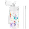 GOPPUS 420ml/14oz Kids Insulated Water Bottle with Straw Cute Double