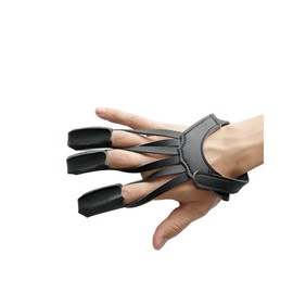 Namvo Archery Protector Three Finger Tab Glove with Leather Wrist Strap Shooting Protect Guard for Hunting Compound Black