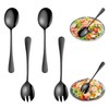 LINGJIA Set of 4 Stainless Steel Salad Servers, Black Salad
