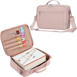 FINDCOZY Bible Cover Case for Women, Bible Study Supplies, Large Carrying Church Bag for Bible Accessories with Shoulder Strap and Handle, Pink (Bible Cover Only)