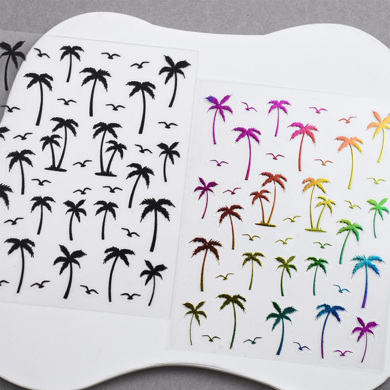 IDDFEVE Summer Palm Tree Nail Art Stickers - Colorful Coconut