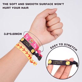 48 Pieces Softball Hair Ties No Crease Elastic Ribbon Ponytail Holder Baseball Hair Accessories Hair Ties for Women Girls Sports Player and Teams