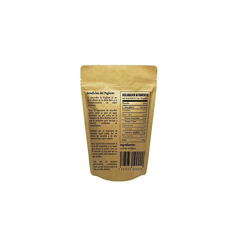 Psyllium Husk Plantago Keto 250 gramos