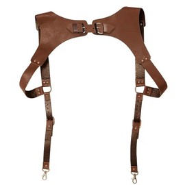 PENGXX Steampunk Renaissance Leather Suspenders for Men H Designs Vintage Men's Back Support Harness Metal Hooks Adjustable
