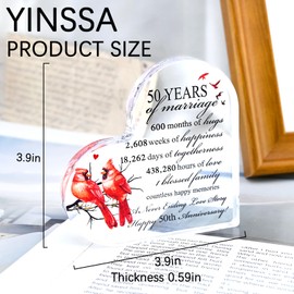 Valentines Day Gifts 50th Wedding Anniversary Acrylic Gifts for Couple Women Mom 50th Years of Marriage Gift Wedding Anniversary Decoration Gift for Couple Parent Husband Wife