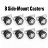 8-Piece Mini Side-Mount Furniture Caster Wheels with TPE Rubber Rollers