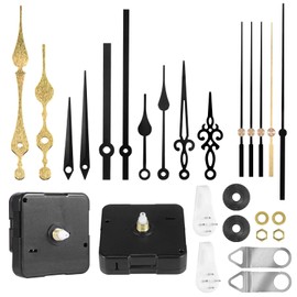 LUSEE Set of 2 Mechanism for Wall Clock with 5 Sets of Clock Hands, Silent Quartz Movement Set for Clock Wall Clock Repair Kit Replacement Parts Replacement Accessories (Shaft: 13 mm / 0.51 Inches)