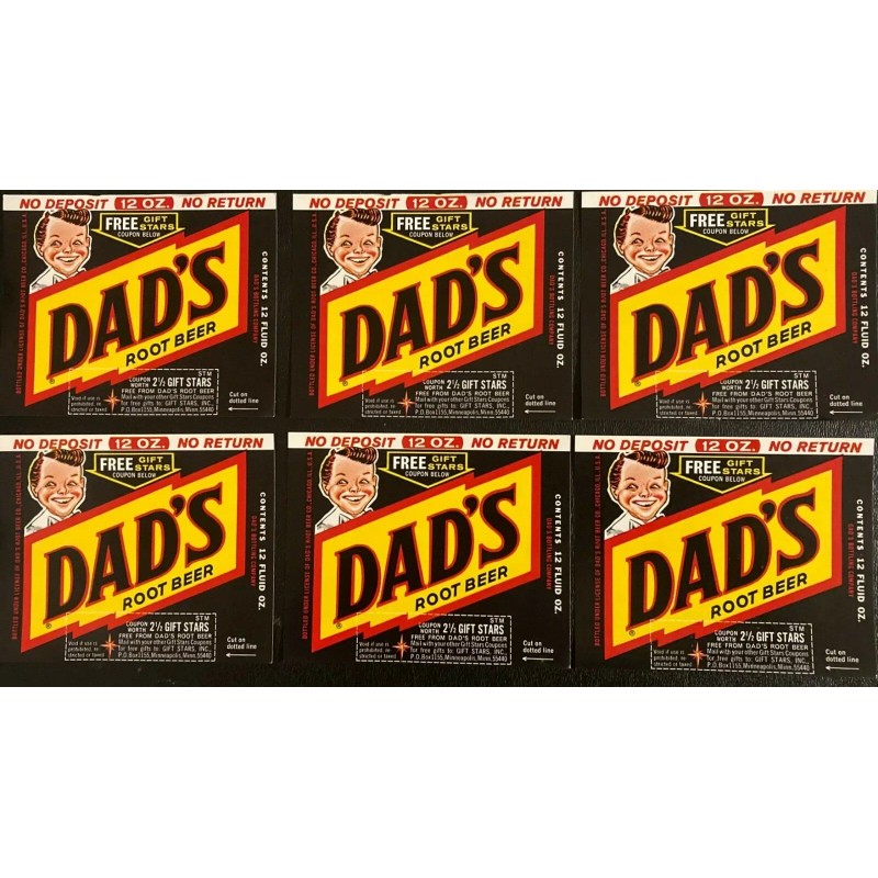 Dad's 1970's Lot of 12 DAD's Root Beer Labels Near