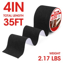 SafetyPro 4" x 35 Feet & 2" x 35 Feet Anti-Slip Tape, 2PC Heavy Duty Safety Tape for Stairs Outdoor/Indoor, Waterproof Non-Slip Grip Tape with Strong Traction Friction Abrasive Adhesive, Black