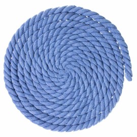 Natural Twisted Cotton Rope - Soft But Strong - Assorted Colors - 1/2 Inch Diameter (Light Blue, 50 Feet)