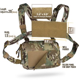 WYNEX Laser Cut Design Tactical Chest Bag, Molle Chest Bag, Utility Recon Kit Bag, Tactical Combat Chest Pack, Airsoft Front Chest Pocket with Patch, cp camouflage