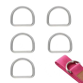 5 Pcs Metal D Ring, Stainless-Steel Silver Buckle, Heavy Duty Multi-Purpose D Ring Buckles, Silver Small Buckle Clips for Hardware Bags Dog Collars Backpacks Webbing Straps Hand DIY Accessories