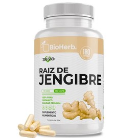 BioHerb Extracto de Jengibre 100 Puro (Rico en Vitamina C, B6 y Niacina) - [Extremadamente Eficaz] - 180 Capsulas de 500mg - (Para 90 Dias de...      