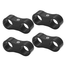 CENPEK 4 Pack 6AN Hose Separator Clamp Fuel Line Aluminum Fitting Adapter - Black Mounting Clamps Suitable for All 3/8 Hoses