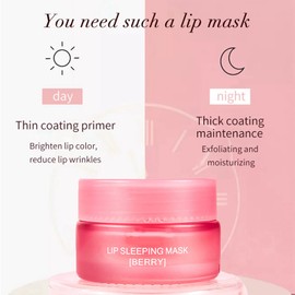 Lip Sleeping Mask, Lip Sleep Mask Overnight Lip Skincare Lip Oils, Lip Moisturiser for Dry Chapped Peeling Cracked Lips Fades Lip Lines, Lip Balm for Moisture Lip Care (Strawberry 01)
