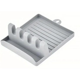 RuiLuxeKitchen Laddle, Spoon Rest, Kitchen Utensil Organizer, Holds Spatulas & Spoons,Large Spoon Holder Rest for Ladle,Tongs,Spatula, Utensil Rest with Drip Pad for Multiple Utensils (Grey)