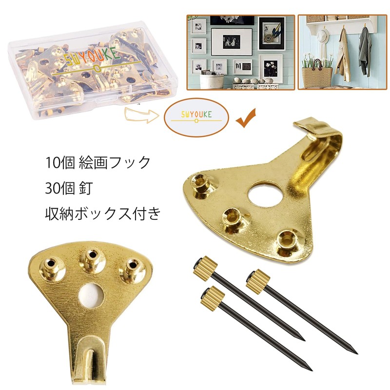 5WYOUKE Wall Hanging Hooks with Nails, 10 Pieces, Load Capacity