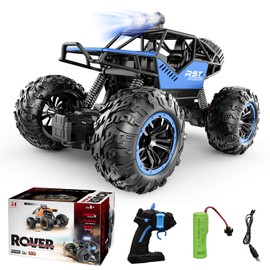 AXIDUN Carro de Juguetes de Control Remoto para Niño,2WD Carro Acrobático RC Recargable con LED,1:18 Coche Todoterreno Alta Velocidad 360° Rotación,con 2 Pilas Recargables, Regalo Ideal para Niños.