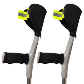 Addestrale Crutch Pads con Strisce Riflettenti - Coperture Crutch Gomito per Anziani & Disabili Accessori di Ricambio Crutch, 2 Pz (Handle & Elbow Pads)