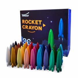 Timour Toddler Rocket Crayons, 36 Colors Space Crayons, Easy to Hold Non Toxic Washable crayons, Unbreakable, Eco Friendly, Preschool Art Supplies, Ages 4-8