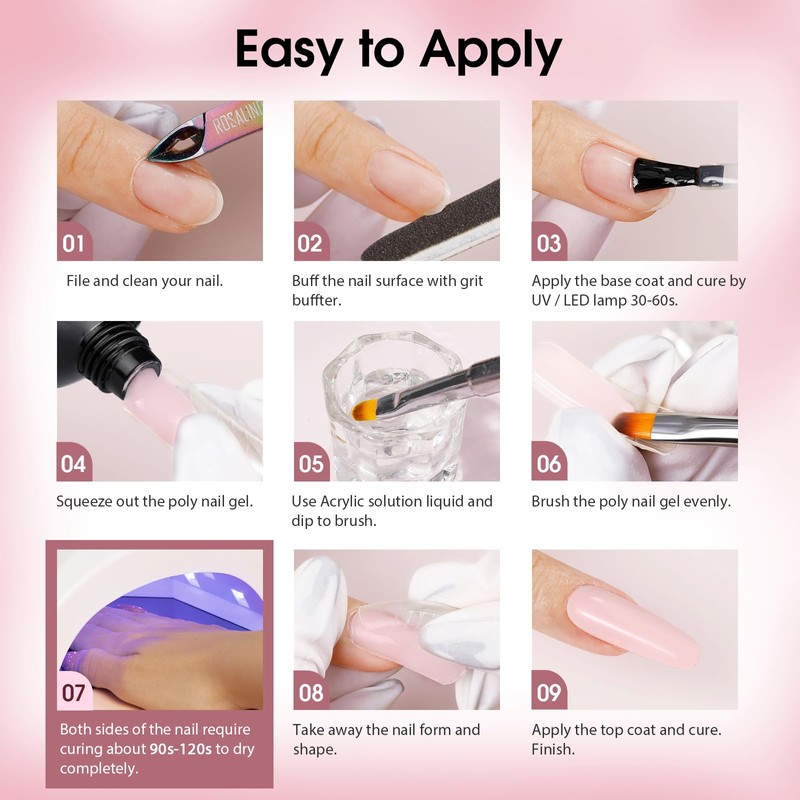 ROSALIND Poly Nail Gel Set, 8 PCS 10ml Clear Neutral