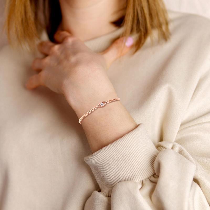 Evil Eye Bracelet for Women, Cuban Link Chain Bracelets Dainty