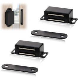 2pcs Magnetic Door Catch, Cupboard Door Magnets Drawer Magnet Small Cabinet Door Magnetic Catches Latches for Kitchen Wardrobe Magnets Door Closers Magnet Closure(Black)