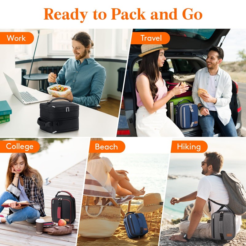 Lifewit Insulated Lunch Box for Men, Expandable Cooler Bag, Freezable