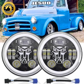 JESUO For Dodge D100 D200 D300 Pickup 7inch Round LED Headlights Hi/Lo Sealed Beam 2X