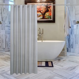 WedDecor Shower Curtains Mould Proof Resistant, Waterproof PEVA Shower Curtain Heavy Duty Bathroom Curtains, With 12 White Plastic Hooks, 180cm x 180cm, Grey