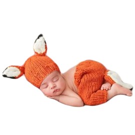 Zeroest Newborn Baby Photoshoot Outfits Fox Hat Pants Newborn Boy Photography Props Infant Girl Phoot Shoot Crochet Knit Photos Set