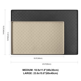 Coomazy Dog Food Mat, Silicone Waterproof Cat Feeding Mat Raised Edges, Nonslip Pet Placemat Bowl Tray to Stop Food Spills and Water Messes Out to Floor (Taupe, L: 60x40cm/23.6x15.7in)