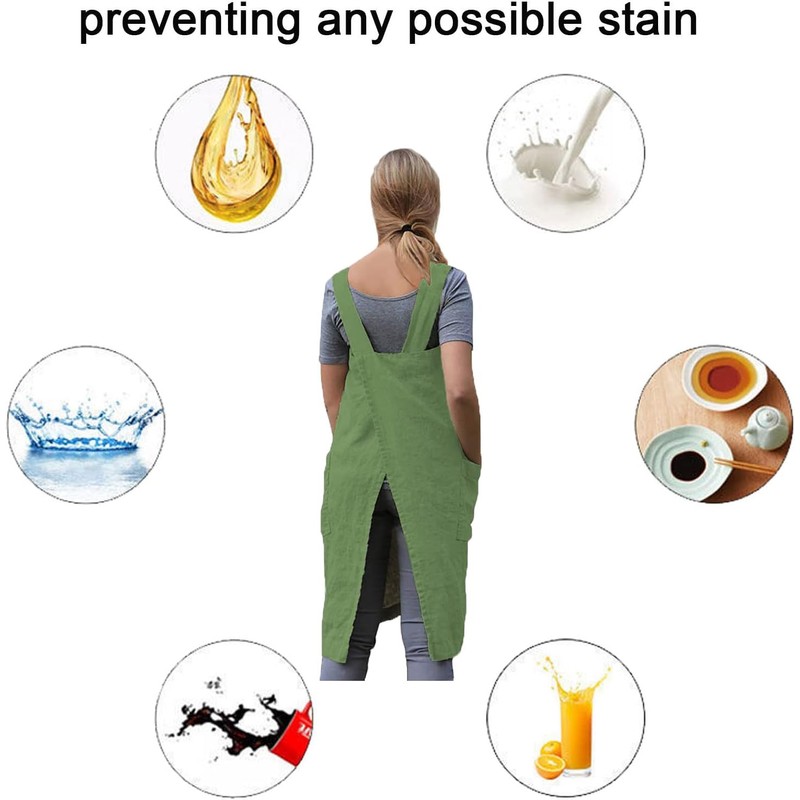 Stomeshle Japanese Aprons Plus Size Smock for Women with Pockets