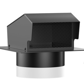 Elecoman 6 Inch Roof Vents for Houses with Damper,Galvanized Steel Roof Dryer Vent Cap,Removable Exhaust Vent for Ventilation System,Black