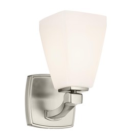 Kichler Marant 5" 1-Light Wall Sconce with Opal Glass in Brushed Nickel, for Bathroom, Powder Room, Hallway, Fireplace, (5" W x 9.5" H), 55214NI