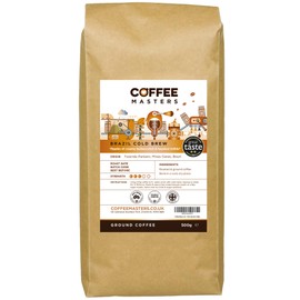 Coffee Masters Brazil Yellow Bourbon Cold Brew Ground Coffee - 500g Medium Roasted Espresso Ground Coffee for Cold Brewing, Single Origin from 100% Arabica Coffee Beans - Great Taste Award Winner 2024