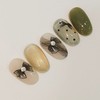 Black chiffon ribbon handmade nail tips - Coffin Long /