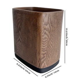 Hymmah Bathroom Trash Can 1.8 Gallon(7 Liter) Small Kitchen Garbage Can,Decor Wastebasket for Bedroom Office,Resin Hand-Carved Wooden Color