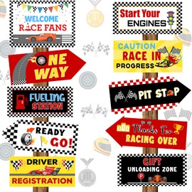 20 Pieces Race Car Party Sign Race Car Party Themed Directional Signs Funny Race Car Sign Car Cutouts Welcome Yard Outdoor Wall Sign Party Supplies Photo Props Backdrop Decoration Party Decor